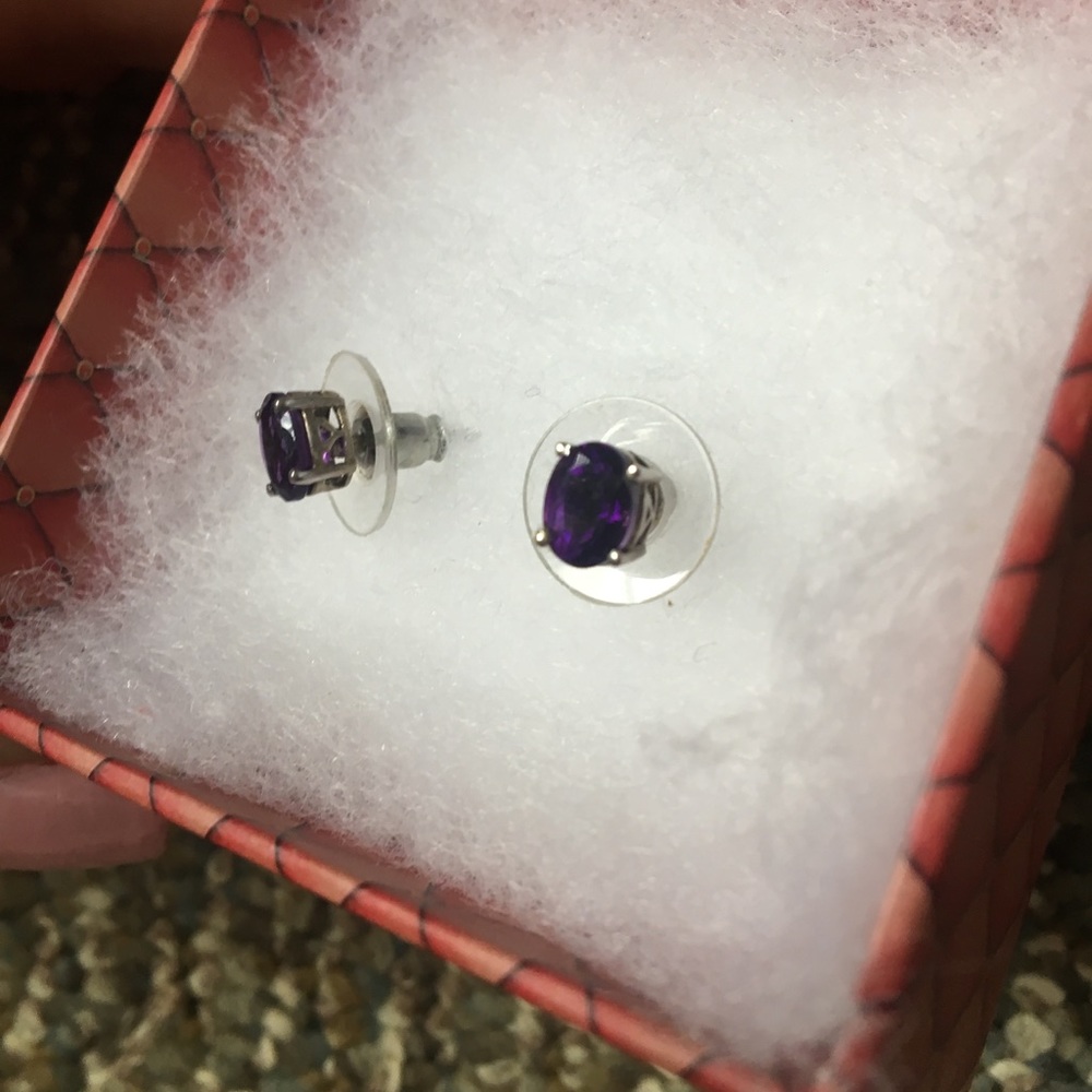 NWOT Shiny Purple Stud Earrings